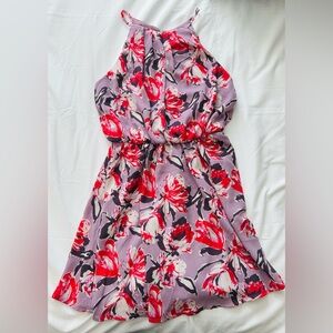 NWT Lush Vibrant Red and Purple Floral Dress - Size L